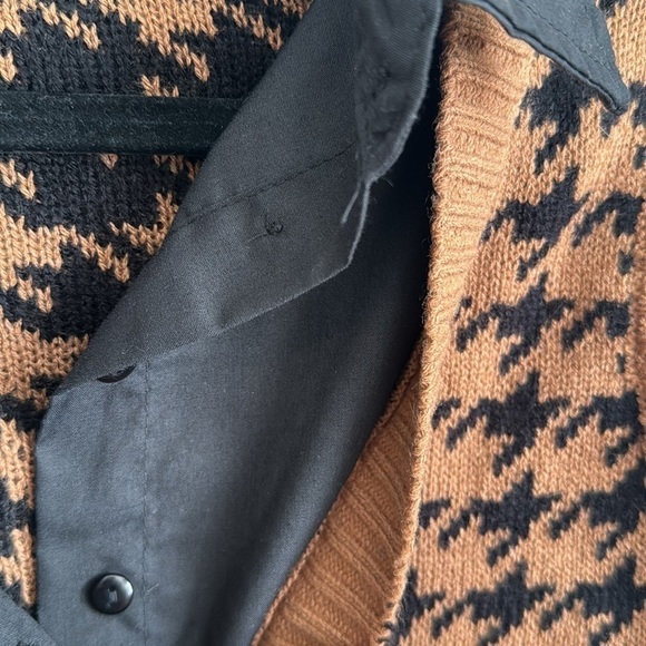 Heart & Heels Dogstooth V-Neck Button Up Cardigan Collared Black | SIZE M - Picture 10 of 12